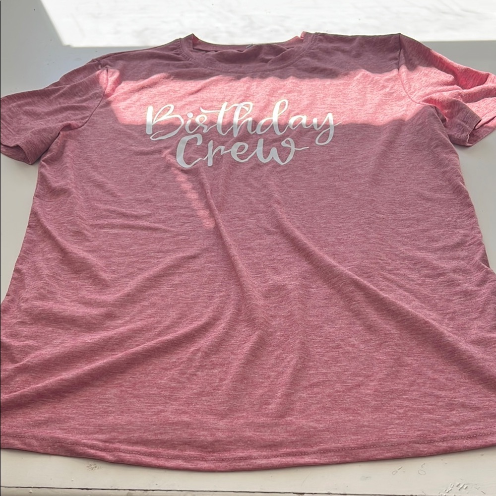 XL Birthday Crew Pink Short Sleeve White Graphic T Shirt